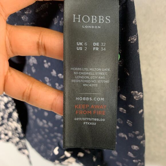 Hobbs Women’s Size 2 Navy White Floral Wrap Midi Dress Elegant Classic Core - Picture 5 of 9